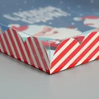 Коробка для кондитерских изделий с пластиковой крышкой «С Новым годом!», 21×21×3 см