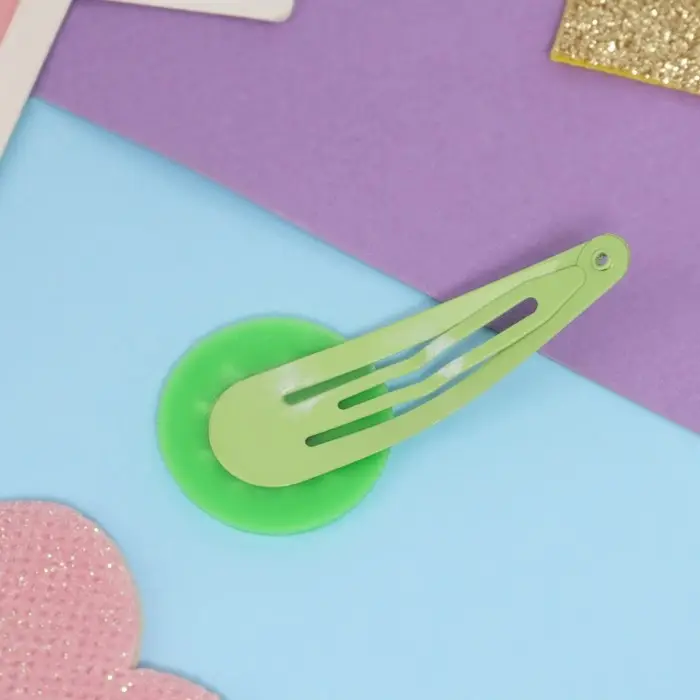 Невидимка для волос  Невидимка для волос "Адель" (набор 2 шт) долька киви, 5,5 см, зелёный