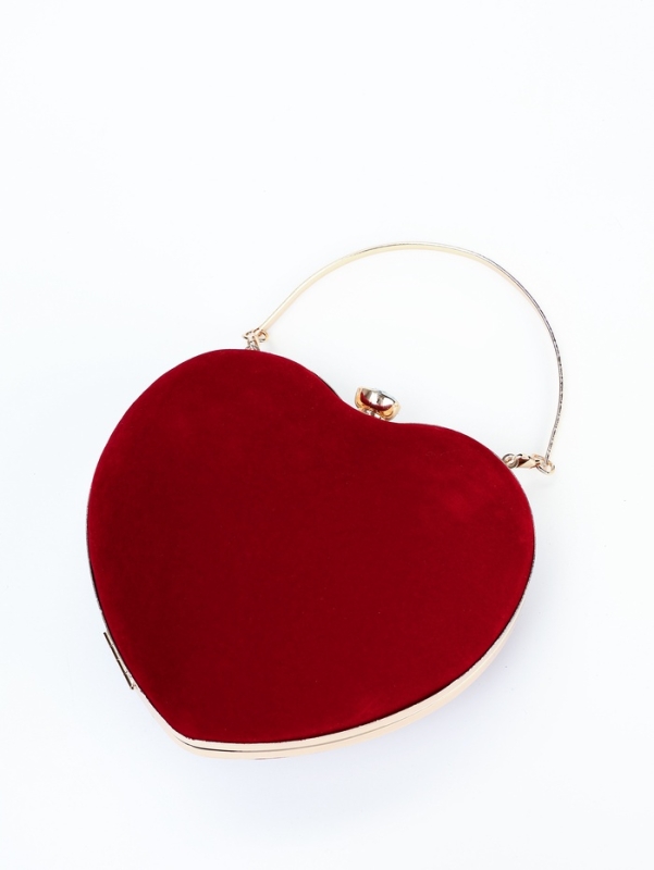 Сумка жен, 15,5*8*17 см, отд на фермуаре, цепь, текстиль, сердце, красный