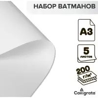 Набор ватманов чертёжных А3, 200 г/м&sup2;, 5 листов