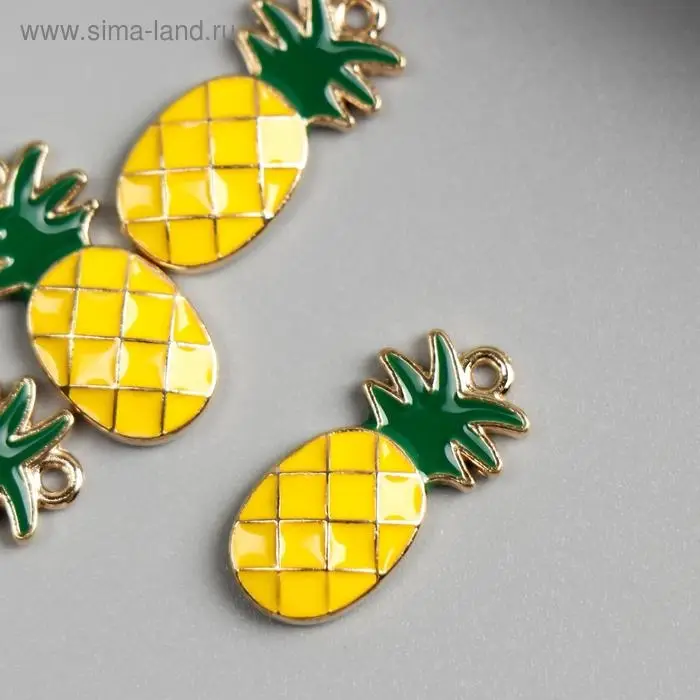 Декор для творчества металл, эмаль &laquo;Ананас&raquo;, золото, 1.4&times;1.2 см