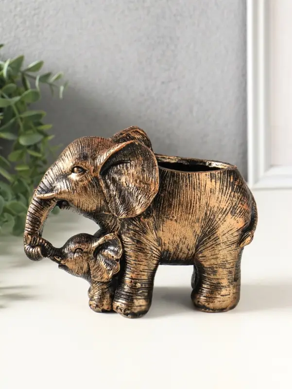 Подставка для мелочей &laquo;Слон со слонёнком&raquo;, 16&times;12&times;8 см, под бронзау