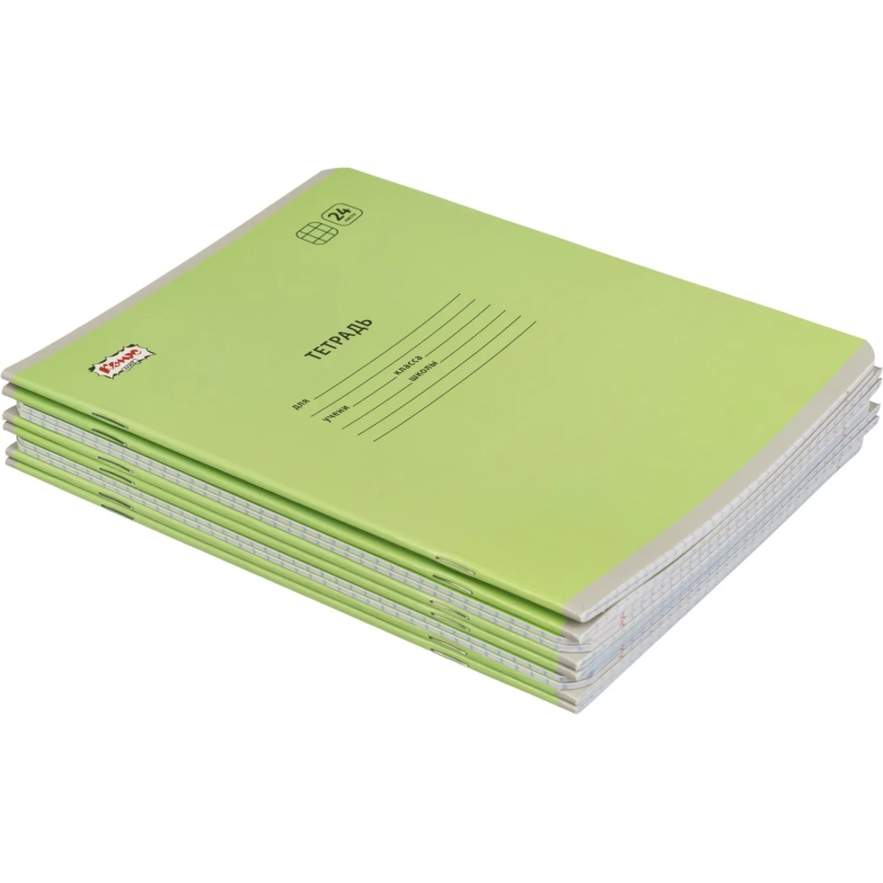 Тетрадь школьная Комус Класс А5 24 л клетка, Зеленый 10 шт./уп
