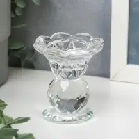 Стеклянный подсвечник на 1 свечу &laquo;Цветочек с хрустальным шаром&raquo;, 7.5&times;6.8&times;6.8 см
