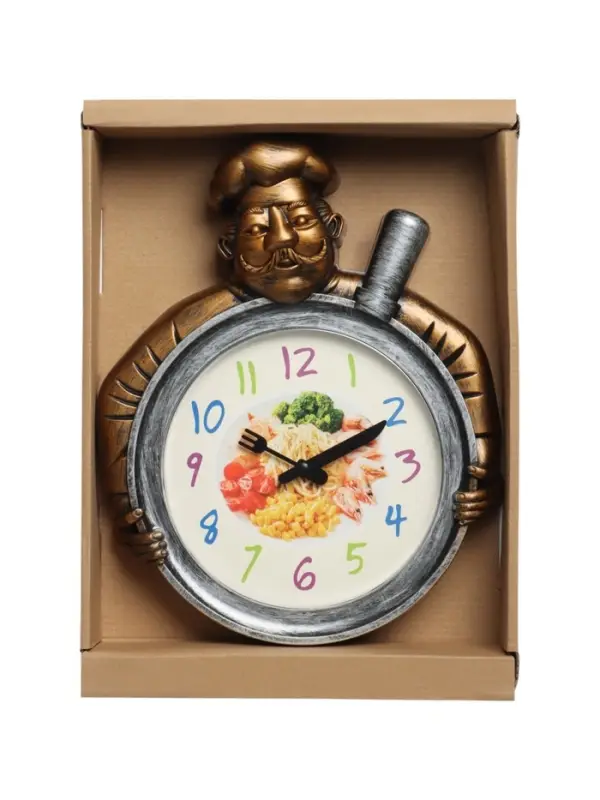 Часы настенные интерьерные &laquo;Шеф&raquo;, серия: Кухня, бесшумные, плавный ход, 29.5&times;23 см, d=16.5 см, медные, серебристые