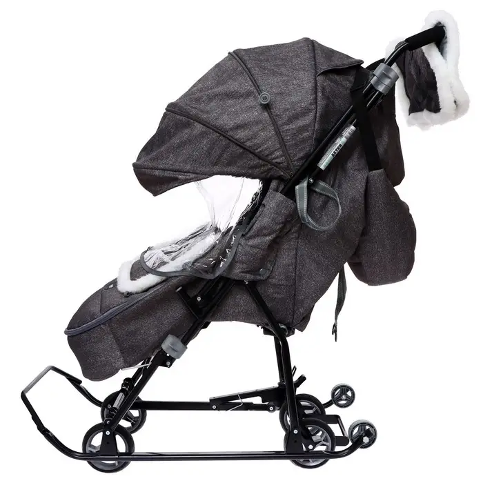 Санки - коляска «Наши детки 6», чехол для ног, муфта, сумка, принт с ламой, серый Санки - коляска «Наши детки 6», чехол для ног, муфта, сумка, принт с ламой, серый