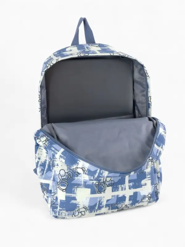 Рюкзак школьный на молнии, с карманами, с принтом, размер 28.5&times;12&times;41 см, синий