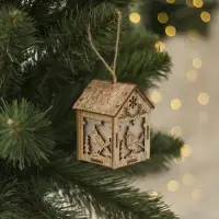 Ёлочная игрушка &laquo;Домик с птицей&raquo;, 8&times;5&times;6 см, 1 LED, от батареек, свечение тёплое белое