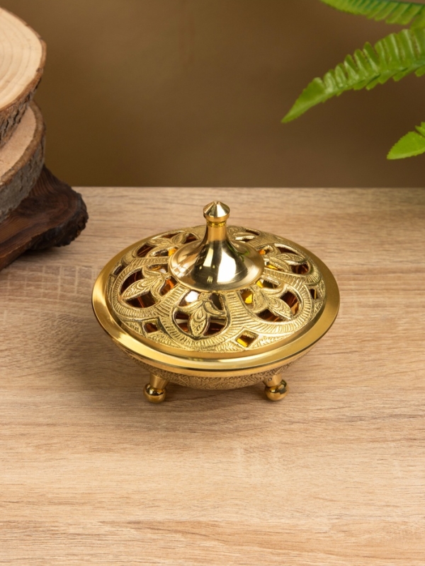 Сахарница на ножках "Космическая" латунь 11х11х10 см