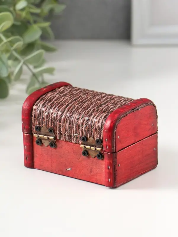 Шкатулка для украшений &laquo;Сундучок. Плетёнка&raquo;, дерево, 6.3&times;8.8&times;6.5 см