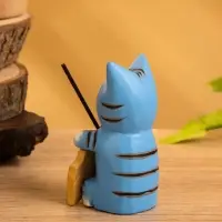 Сувенир «Кот с контрабасом», 4×5×8 см, дерево, МИКС