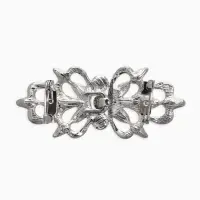 Зажим для кардигана "Ажур", цветы, цвет синий в серебре Зажим для кардигана "Ажур", цветы, цвет синий в серебре