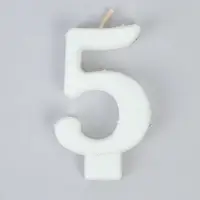 Свеча в торт &laquo;Соло. Цифра 5&raquo;, 8.2 см, белый блеск