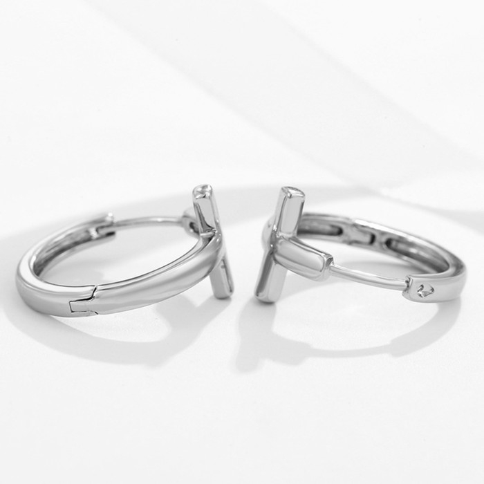 Серьги-кольца XUPING крест, цвет серебро Серьги-кольца XUPING крест, цвет серебро