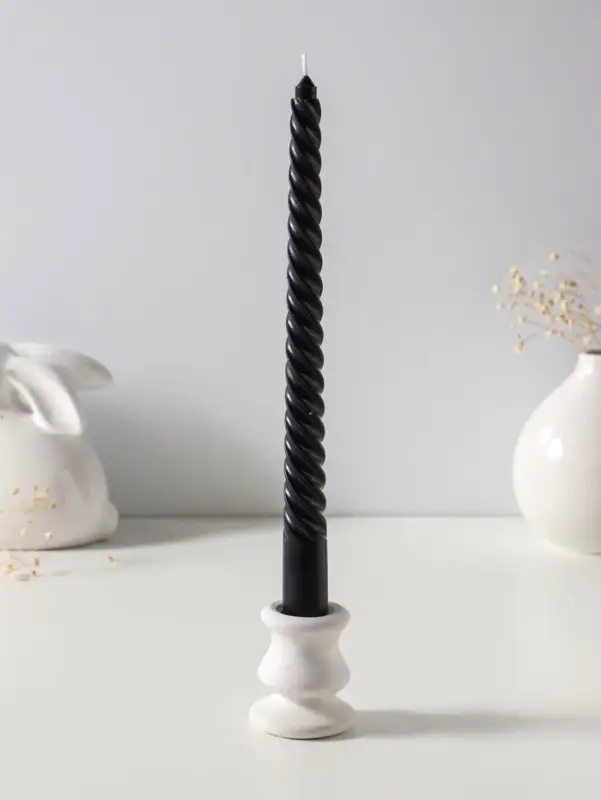 Свеча витая 25 см, 57 г, 5 ч, чёрный