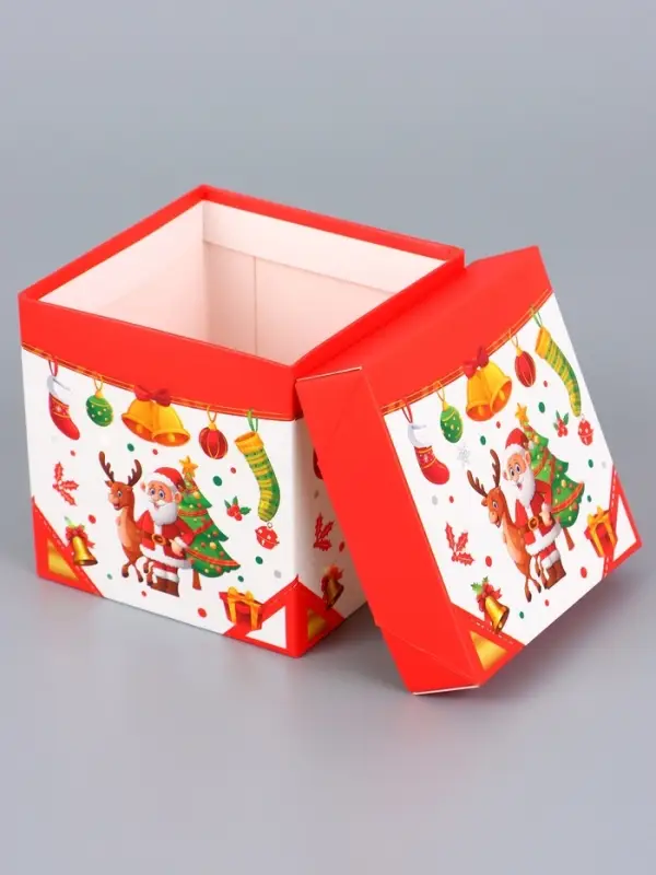 Коробка Самосборная Коробка Самосборная "Дед мороз и Елка" 15х15х15 см 10724301