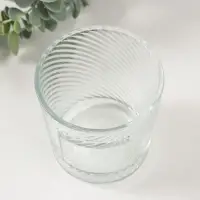 Подсвечник стеклянный &laquo;Наклонные линии&raquo; 350 мл, 8.5&times;8.5&times;10 см