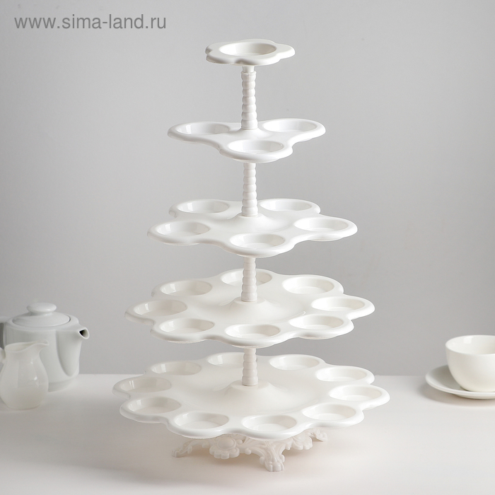 Подставка для пирожных «Каскад», 5 ярусов, цвет белый