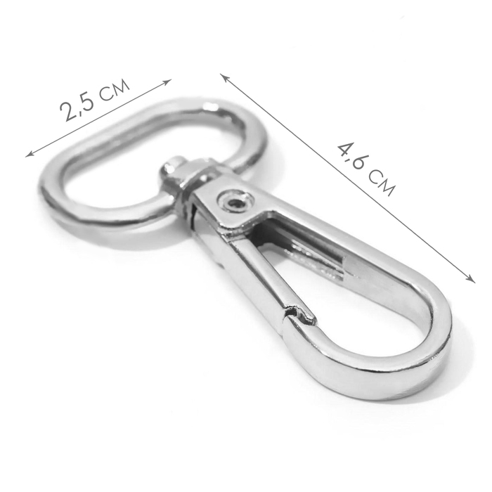 Карабин металлический, 46 × 25 мм / 20 × 3 мм, 5 шт, цвет серебряный Карабин металлический, 46 × 25 мм / 20 × 3 мм, 5 шт, цвет серебряный