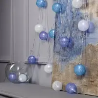 Гирлянда &laquo;Нить&raquo; 5 м с насадками &laquo;Клубки серо-зелёные&raquo;, IP20, прозрачная нить, 20 LED, свечение белое, 220 В