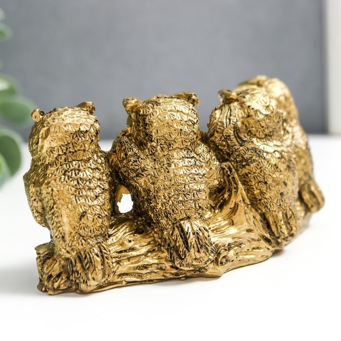 Сувенир полистоун Сувенир полистоун "4 филина на бревне" 5,5х4,5х12 см