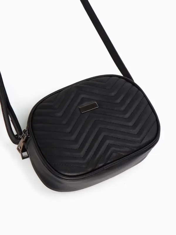 Сумка женская кросс-боди на молнии, 19&times;7&times;15 см, чёрная