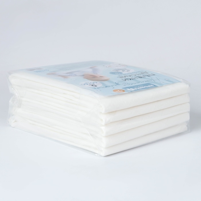 Пелёнки одноразовые впитывающие для детей, размер 60x60, 5 слоев, 5 шт., Крошка Я Пелёнки одноразовые впитывающие для детей, размер 60x60, 5 слоев, 5 шт., Крошка Я