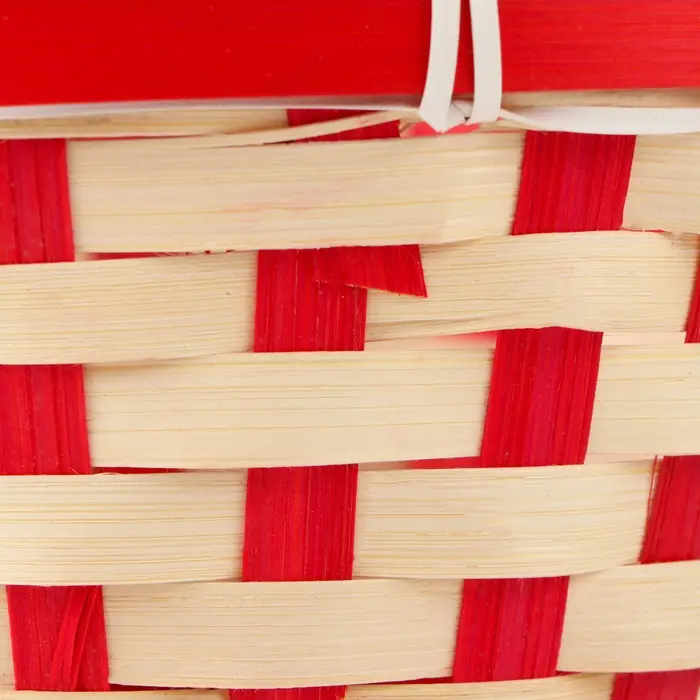 Корзина плетёная, 21&times;21&times;10 см, ручка h=14 см, бамбук, красная, Greengo