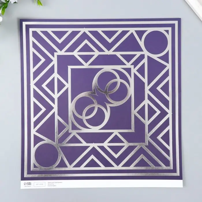 Бумага для скрапбукинга двусторонняя "Эклектика серебро и мехенди" плотн 180гр 30,5х32см