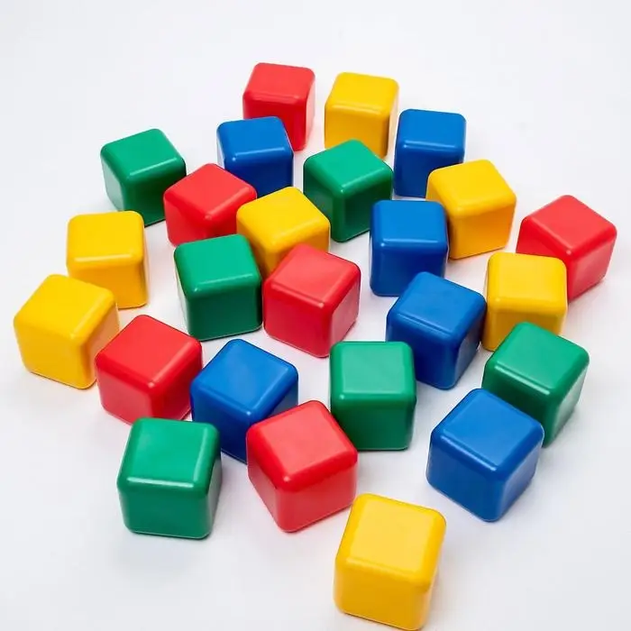Кубики детские, пластиковые, цветные, 25 штук, 12&times;12 см