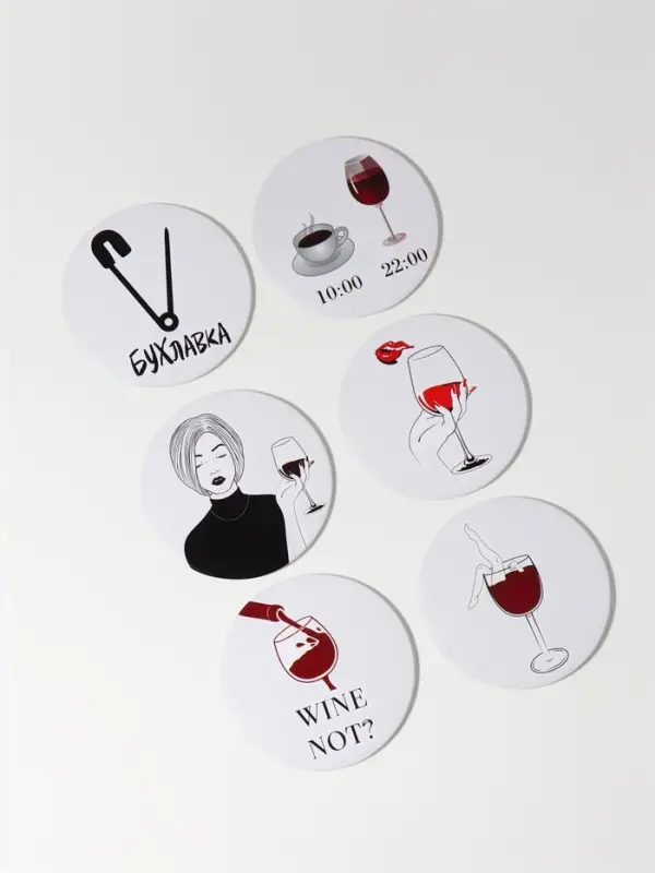 Зеркало карманное WINE NOT, d=7.5 см, рисунок МИКС