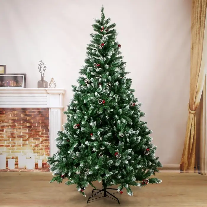 Искусственная ёлка с инеем &laquo;Зимнее волшебство. Ягодка&raquo;, 210 см, d нижнего яруса 135 см, 1100 ПВХ ветки на крючках