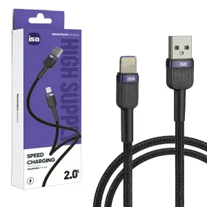 Кабель USB на Lightning 1m 2A BX-7 ISA черно-фиолетовый
