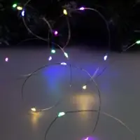 Гирлянда &laquo;Нить&raquo; 2 м роса, IP20, серебристая нить, 20 LED, батарейки CR2032&times;2 (в комплекте), свечение мульти