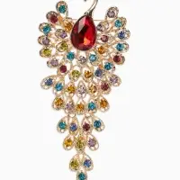 Брошь &laquo;Жар-птица&raquo; волшебная, стразы, цетная в золоте