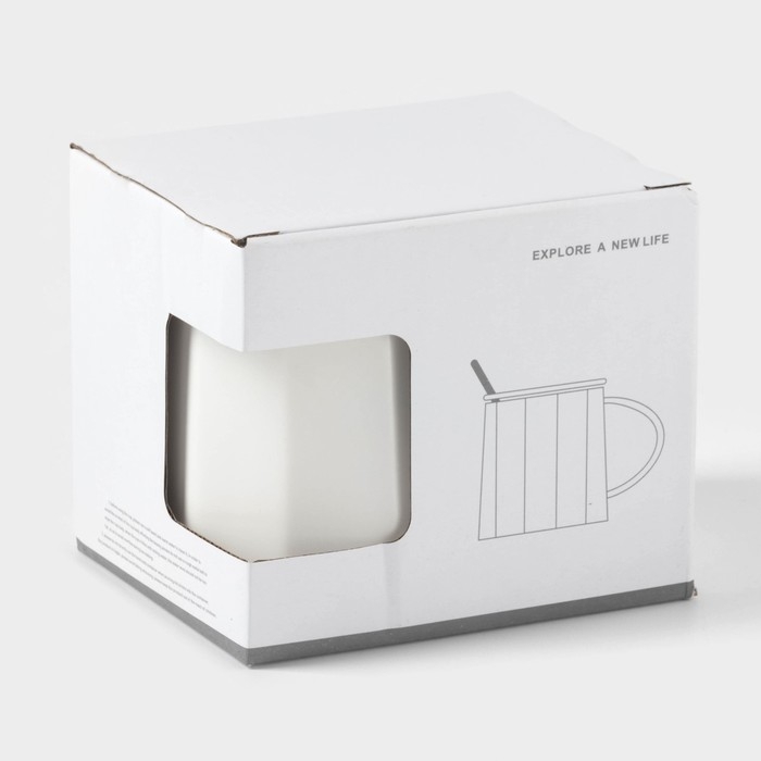 Кружка керамическая с ложкой Simple, 350 мл, цвет белый Кружка керамическая с ложкой Simple, 350 мл, цвет белый