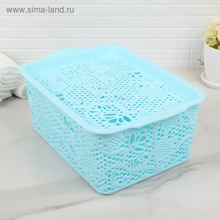 Контейнер пластиковый для хранения с крышкой «Тюльпаны», 27×18×11 см, цвет МИКС Контейнер пластиковый для хранения с крышкой «Тюльпаны», 27×18×11 см, цвет МИКС