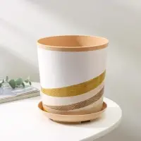 Горшок для цветов с поддоном Доляна &laquo;Каракум. Пустошь&raquo;, 1,6 л, d=14 см, h=15,5 см, пластиковый, цвет бежевый