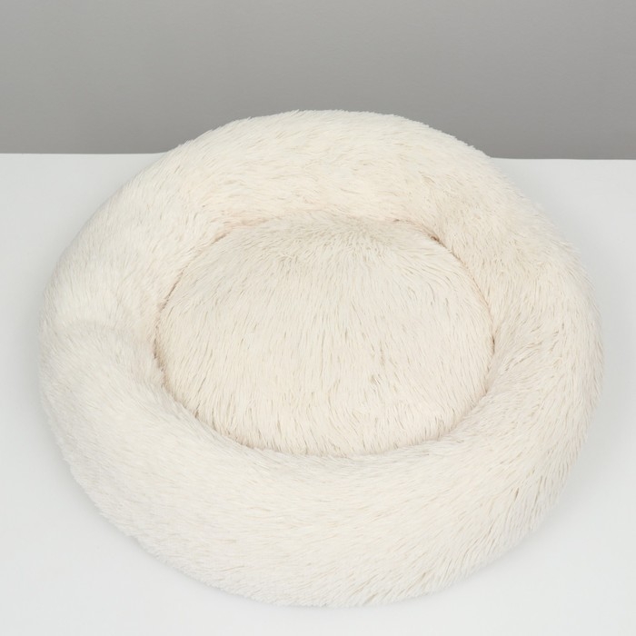 Лежанка для собак и кошек, длинный мех, 60 х 60 х 20 см, молочная Лежанка для собак и кошек, длинный мех, 60 х 60 х 20 см, молочная