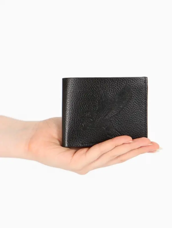 Портмоне мужское без застёжки, отдел для купюр, монет и карт, чёрное