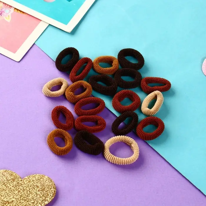 Резинка для волос "Махрушка" (набор 80 шт) нежность, 2,5 см, коричневый