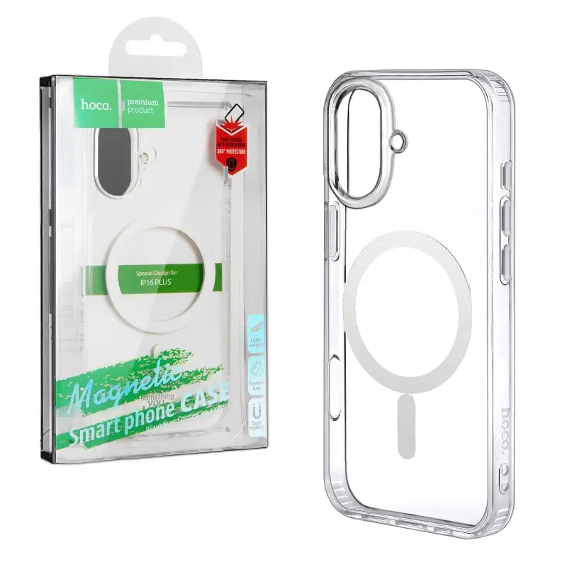 *Чехол iPh 16 Plus Hoco TPU прозрачный MagSafe *Чехол iPh 16 Plus Hoco TPU прозрачный MagSafe