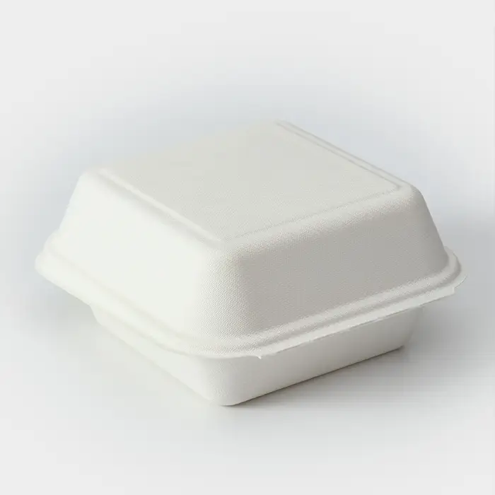 Ланч - бокс, коробка для бенто-торта и бургера, 15,2×15,2×8 см, сахарный тростник, 50 шт/уп
