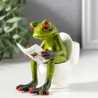 Сувенир полистоун лак "Лягушонок на унитазе с журналом" 10,5х6х10,5 см