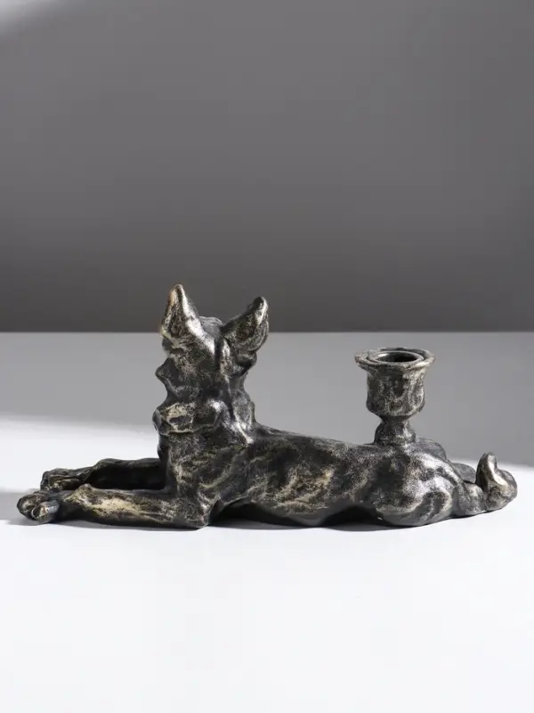 Подсвечник на 1 свечу &laquo;Шарж. Овчарка&raquo;, полистоун, под бронзу, 28&times;10.8&times;13 см