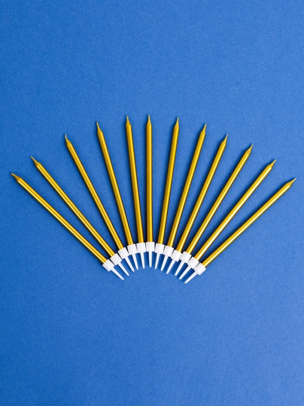 Свечи для торта Свечи для торта "Ройс", 12 шт, золотой металлик