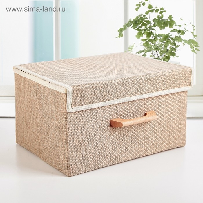 Короб стеллажный для хранения с крышкой LaDо́m «Франческа», 33×24×18,5 см, цвет бежевый Короб стеллажный для хранения с крышкой LaDо́m «Франческа», 33×24×18,5 см, цвет бежевый