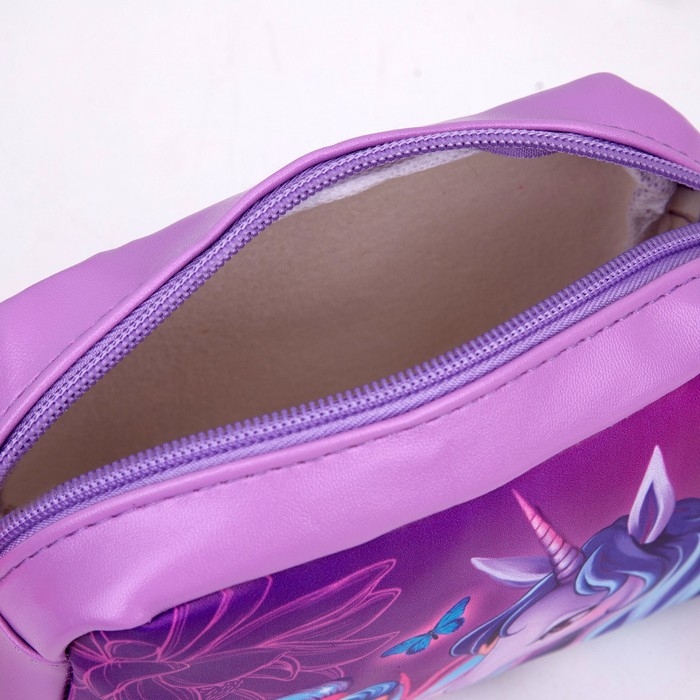 Сумка детская «Единорог и фея» из эко-кожи, на ремешке, 15х12х3 см