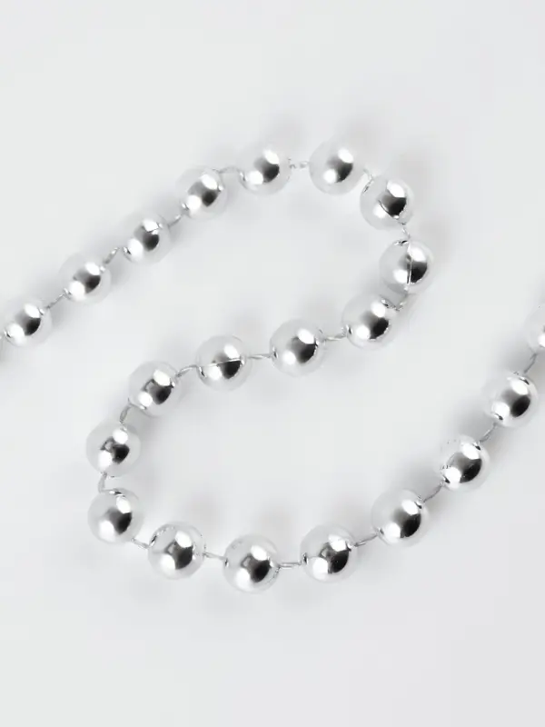 Бусы на нитях, 12 мм, 2 м, цвет серебряный