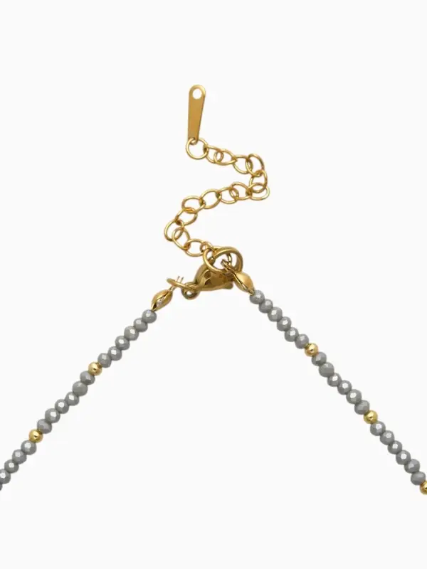 Чокер из бисера «Хрусталь», серый в золоте, 37 см + 5 см доп, цепочка